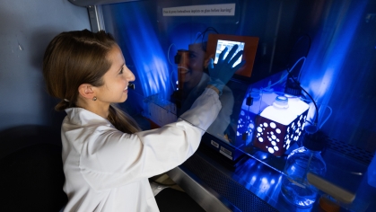 Researcher working in a lab environment